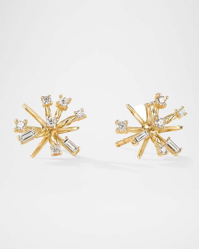 Petite Supernova Stud Earrings in 18K Yellow Gold with Diamonds, 11.7mm